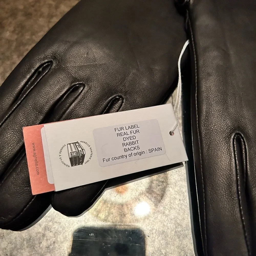 Agnelle Rabbit and Lambskin Gloves NWT